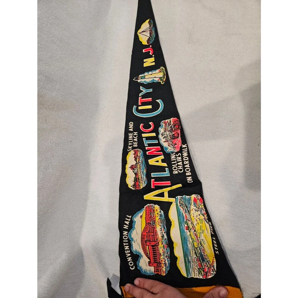 Atlantic City Vintage Souvenir Banner  Pennet Flag New Jersey NJ